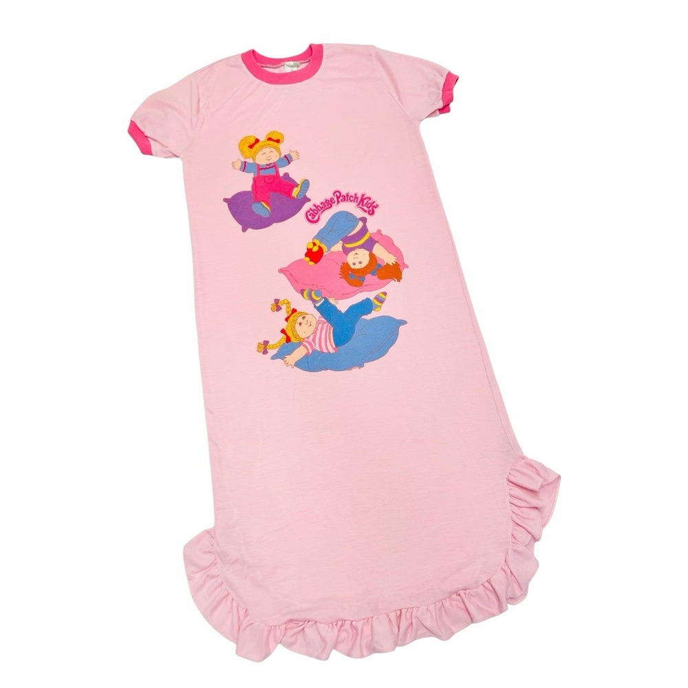 Vintage 1985 Cabbage Patch Kids Girls Pink‎ Long Nightgown Sleep Pajamas Size 14